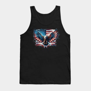 Eagle and the American flag; red white blue; American; America; USA; United states; US; patriotic; 4th July; fourth of July; independence day; celebrate; proud; stars and stripes; American flag; American eagle; Tank Top